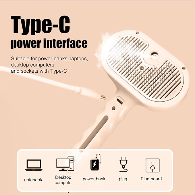 3-in-1 Pet Steam Brush, Grooming Comb with Water Tank for Cats and Dogs, Long and Short Hair (Pink)