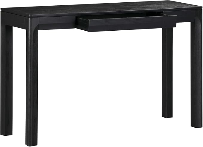 NTC Flow 47-Inch Console Table, Modern Solid Wood Entryway Table with Hidden Drawer, Waterproof & Heat Resistant, Narrow Table for Hallway, Living Room & Foyer, Burnt Black