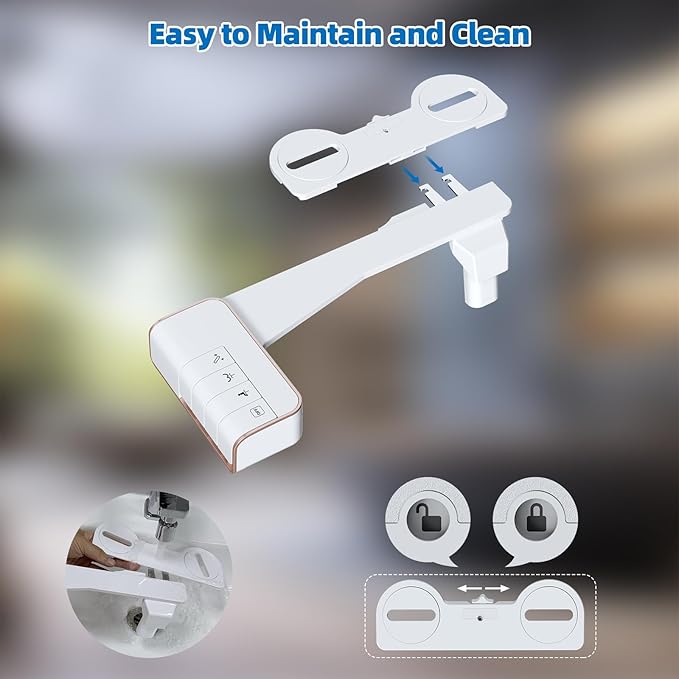 Hibbent Bidet Attachment for Toilet, Non-Electric Dual Nozzle for Frontal &