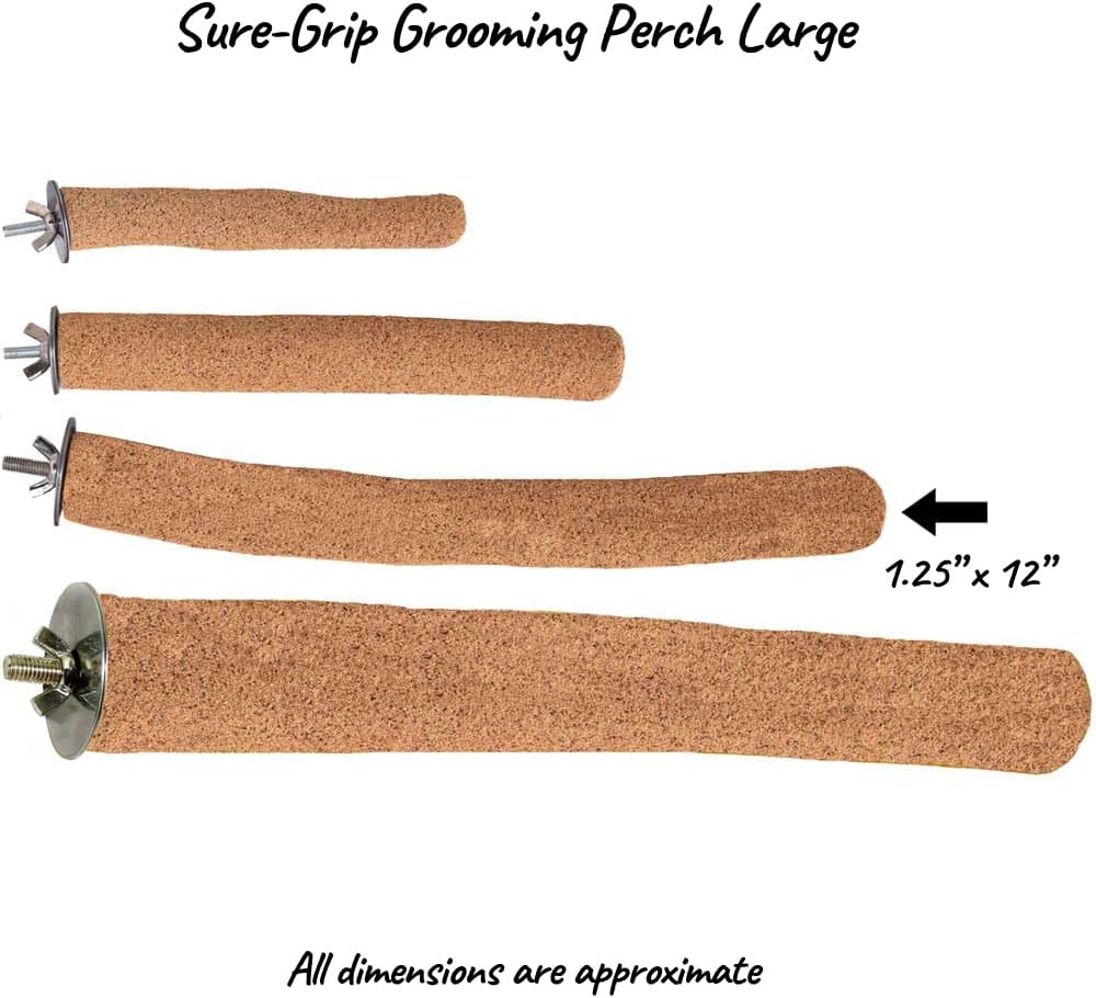 Super Bird Creations SB1153 Sure-Grip Grooming Perch Large, Medium/Large Bird Size - Enriches Beak and Foot Health - Ideal for Parrots Parakeets Quakers -Large Bird Size, 1 1/4" diam x 12" (Large)
