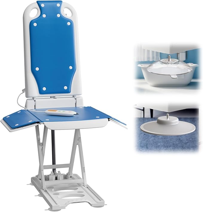 VOCIC Electric Chair Lift with 2 Types Suction Cups, Fall Assist Devices Lift You Up from Floor, Floor Lift Height Up to 20", Support Up to 300 LBS, No Assembly Required, AX08 (Blue)