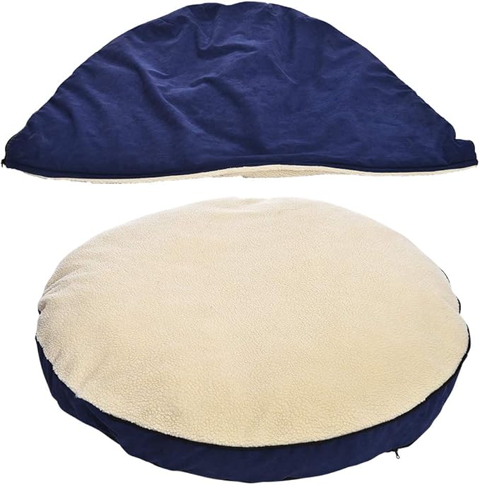 Amazon Basics Pet Cave Bed for Dog, With Removal Nesting Cave Cover, Fits up to 35lbs Pets, 30 x 30 x 12.5 inches, Blue