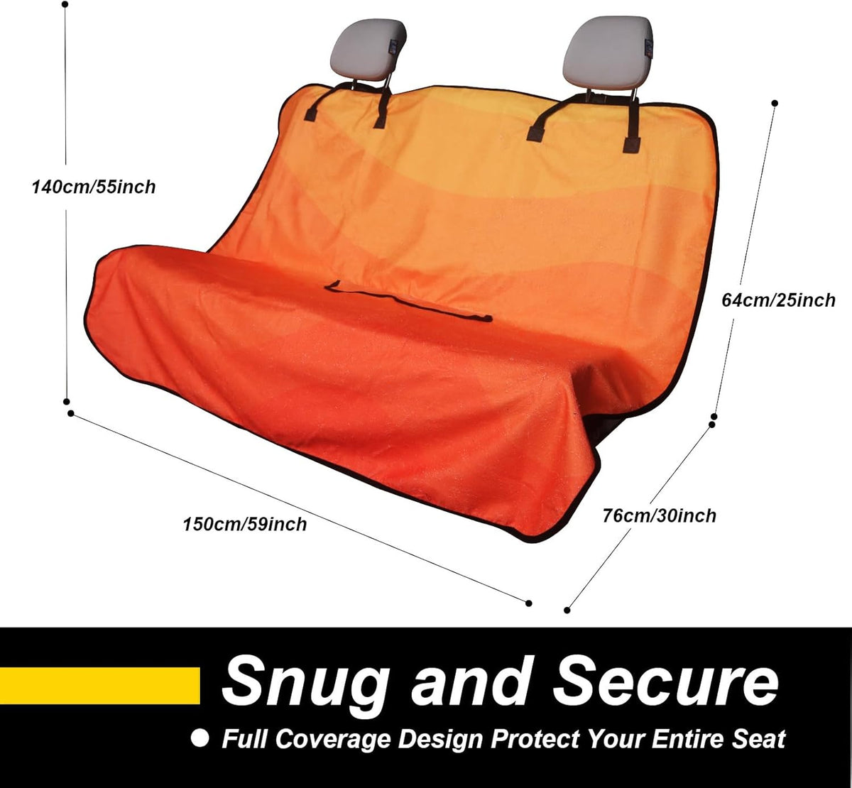 Back Seat Cover for Car Trucks Van SUV,Waterproof Rear Bench Towel Seat Covers for Dogs and Kids,Automotive Backseat Protector (Orange)