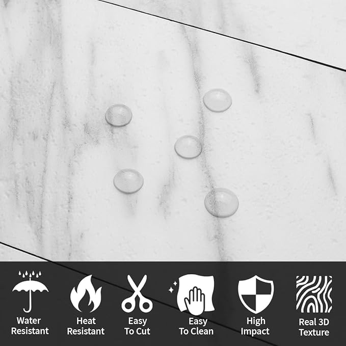 AULIGET 100-Piece White Marble Look Peel and Stick Backsplash Wall Tiles