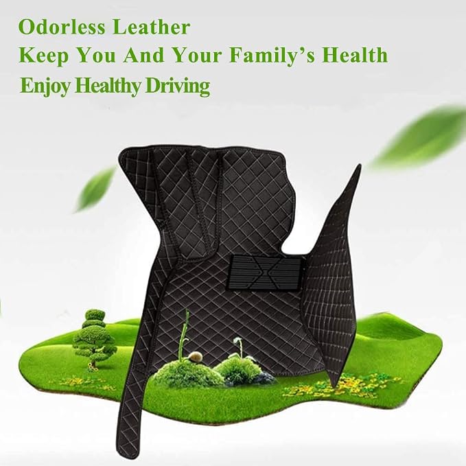 3D Custom Fit Car Floor Mats Leather, All-Weather Heavy Duty Interior Liners with Custom Text Patch, Anti-Slip Durable Automotive Accessories for SUV Sedan Truck(Yellow+Black)