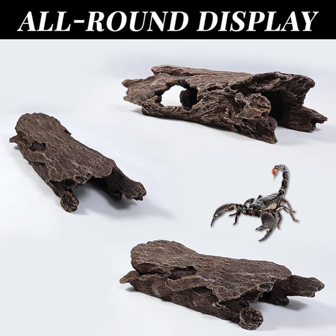 Fish Tank Decorations - Large Aquarium Decorations Air Bubbler Tree Fish House for Betta Hideout Caves Buddha Decor Temple Ruins Arched Betta Fish Accessories Reptile House Shelter Decor (Wood A-M)