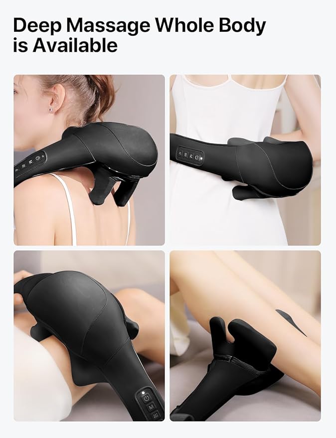 Cordless Neck Massager with Heat, Shiatsu Neck and Back Massager
