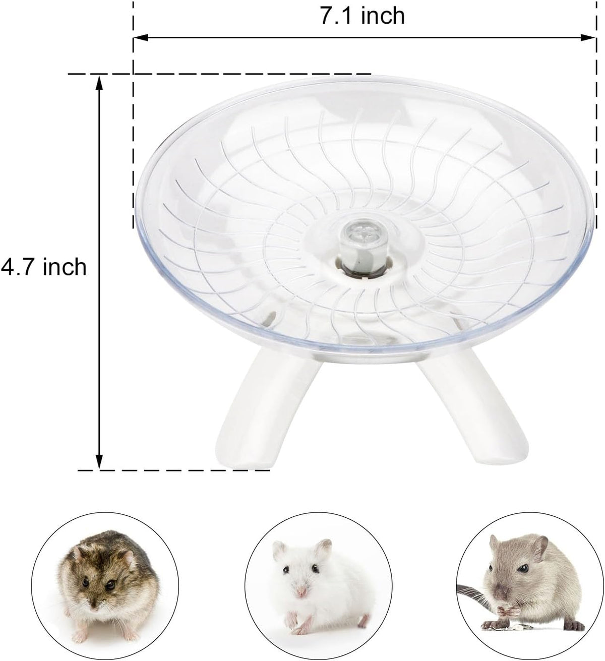 Hamster Wheel Silent Hamster Exercise Wheel Running Spinner Hamster Flying Saucer for Hamsters Gerbils Mice and Other Small Pets (White)