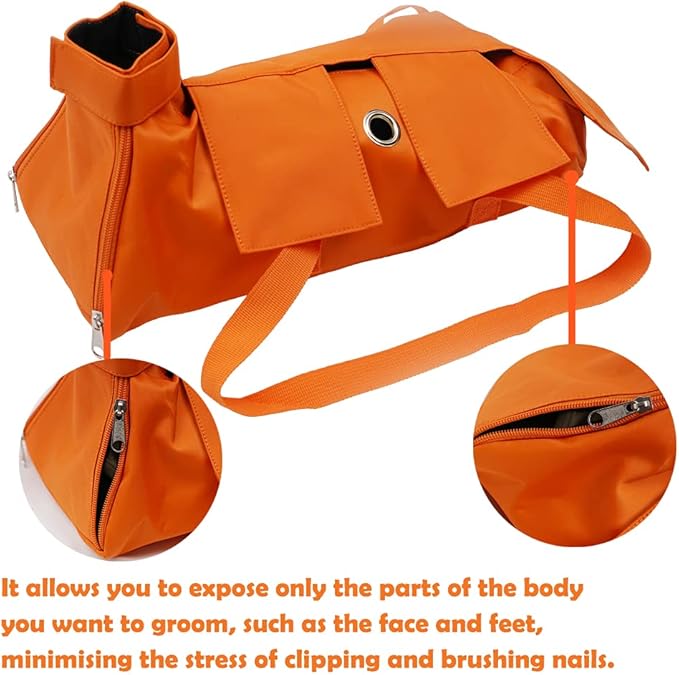 Kukaster Pet Cat’s Restraint Bag for Claw Care Nail Trimming Anti-Scratching Grooming Bag for Cats Medical Examination(Orange-s)
