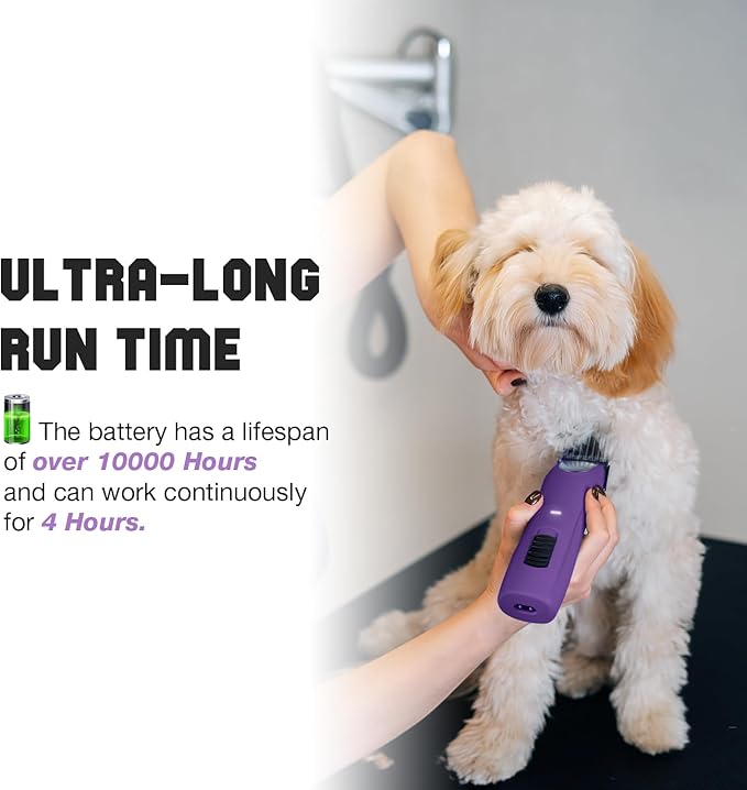 Professional Dog Clippers for Grooming - 2 Speed Pet Grooming Kit for Thick Curly Matted Coats - Low Noise Heavy Duty Cordless Hair Trimmer with Detachable Metal Blade