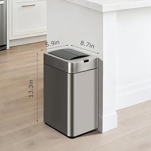 Sensor Trash Can with Butterfly Lid 2.6 Gallon Rectangular Automatic Garbage Can