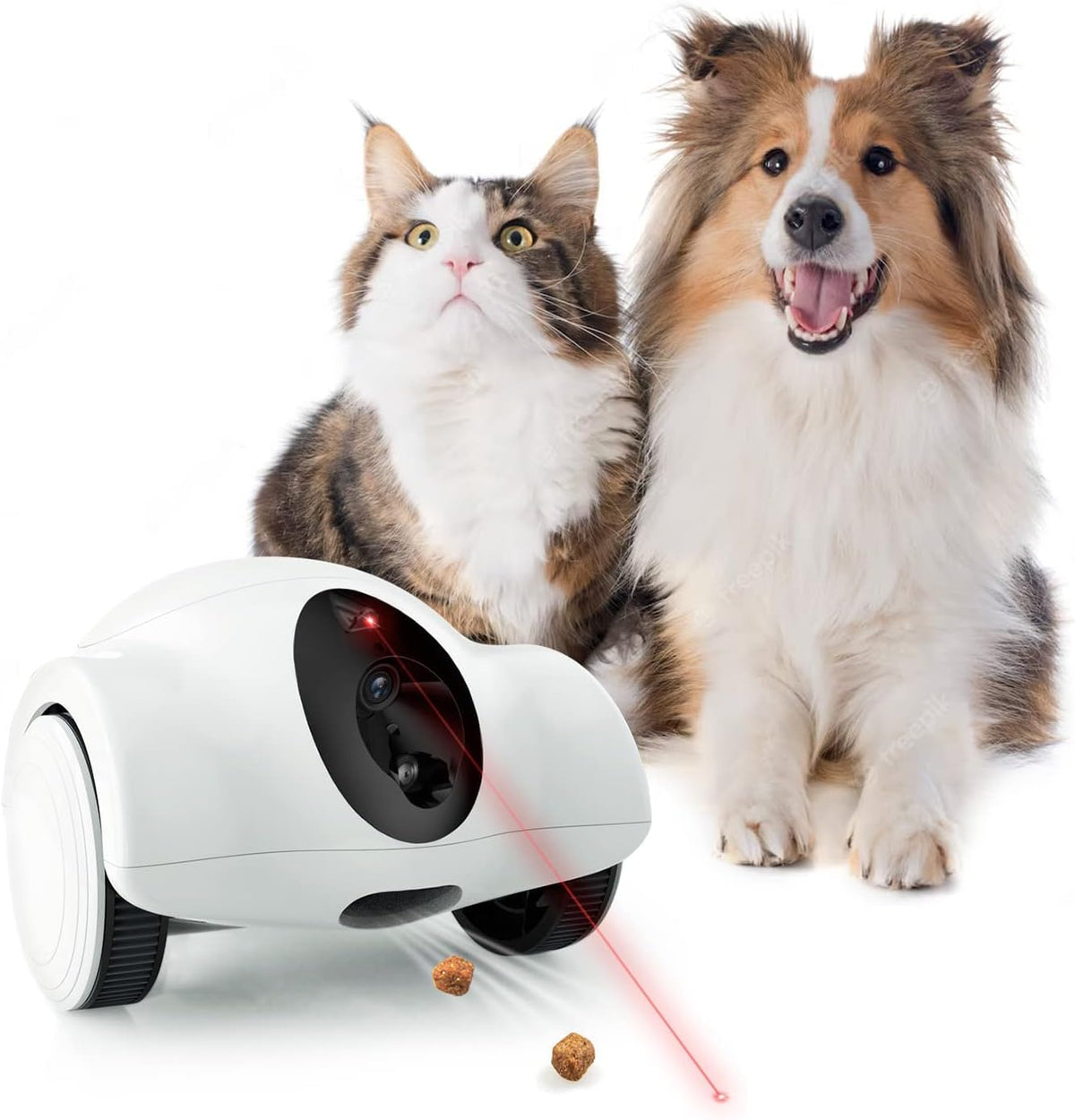Pet Cameras with Phone App 15 Days Long Standby Pet Robot for Dog Treat Dispenser Feeder 1080P Full HD Dog Robot Camera 360°Move Freely 2-Way Audio (2.4G WiFi ONLY, No Bluetooth)
