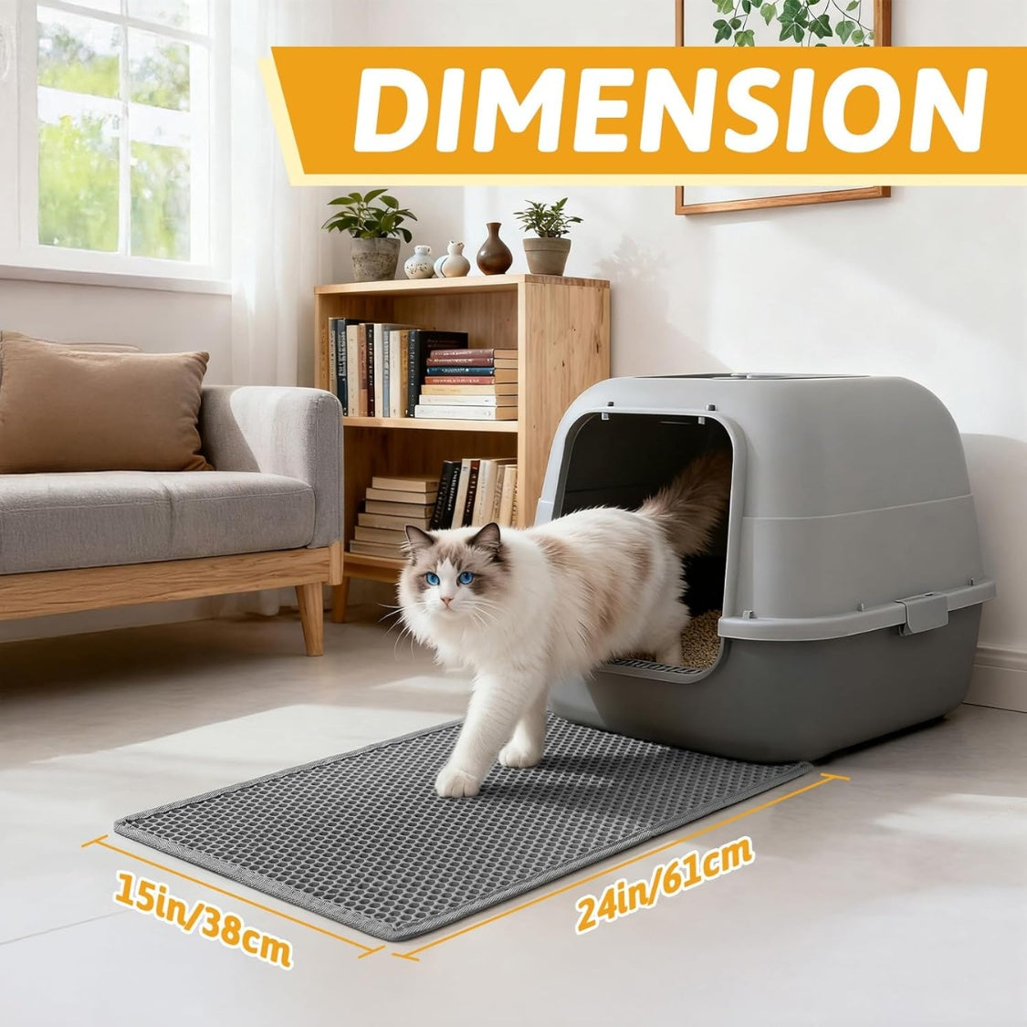 Cat Litter Mat Double Layer Waterproof Urine Proof Trapping Mat 1 Pack