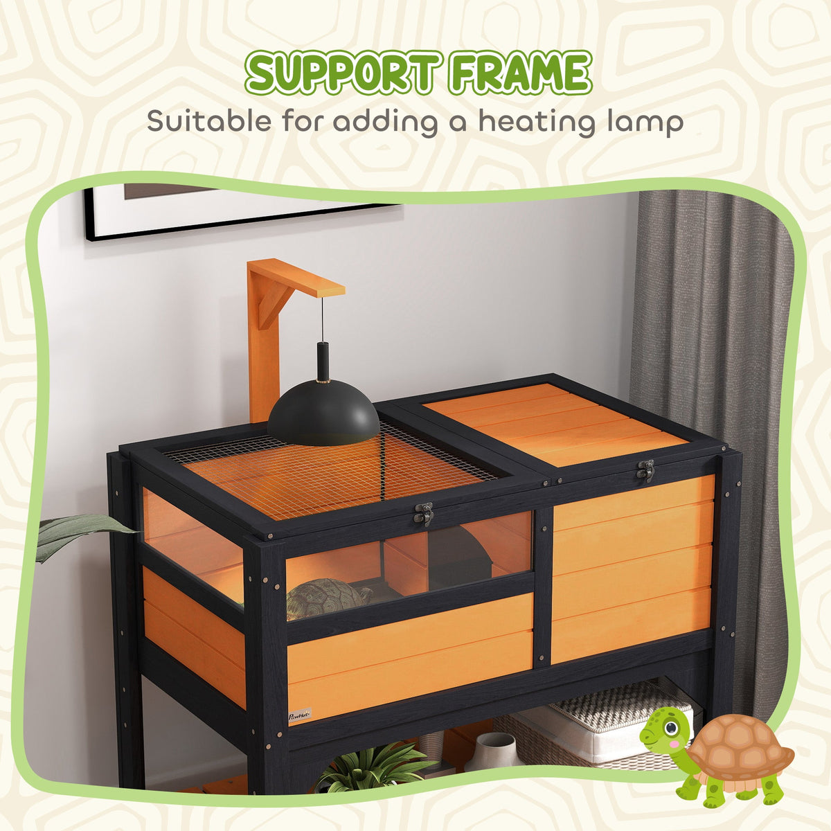 Tortoise Habitat with Shelf Storage Tortoise Gift Accessory with Weather Protection for Indoor, Yellow
