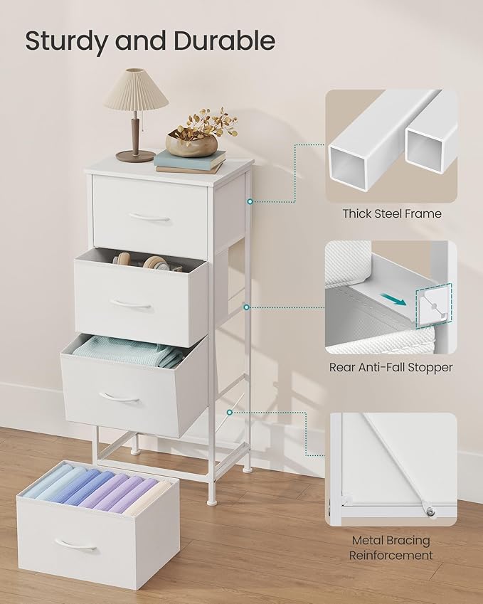 SONGMICS Dresser for Bedroom, Chest of Drawers, 4 Non-Woven Fabric Drawers