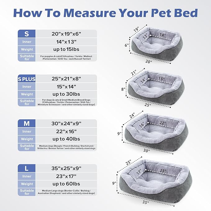 Large Dog Beds for Large Dogs Washable, Rectangle Dog Beds Large Sized Dog, Orthopedic Dog Bed, Warming Soft Sleeping Puppy Bed Durable Pet Bed with Anti-Slip Bottom L(35"x25"x10")