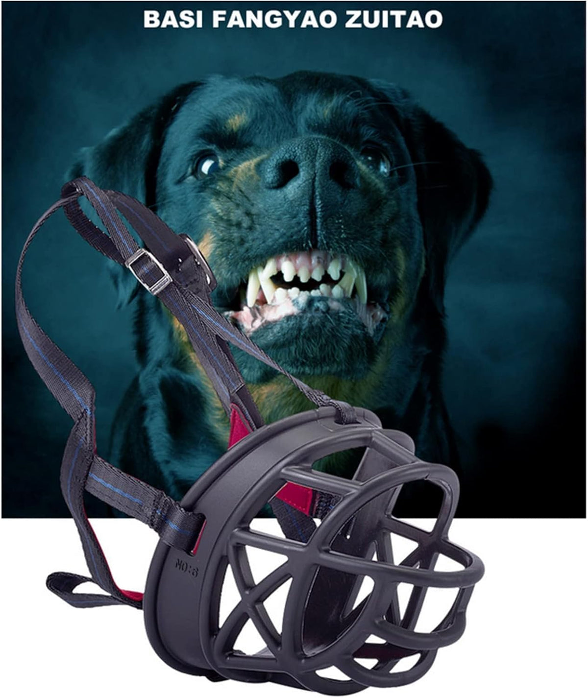 Dog Muzzle Breathable Basket Muzzles for Large and X-Large Dogs, Stop Biting, Barking and Chewing, Best for Aggressive Dogs Black Brown (Black Rubber, XL)