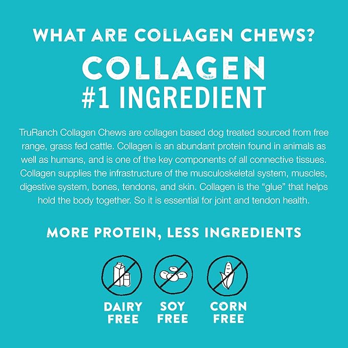 TRURANCH Collagen Sticks - 5" Collagen Sticks for Dogs - Long Lasting Healthy Joint Support - Rawhide Alternative - Skin & Coat Health - Made with Real Beef, Value Pack, 3 Bags, 45 Count