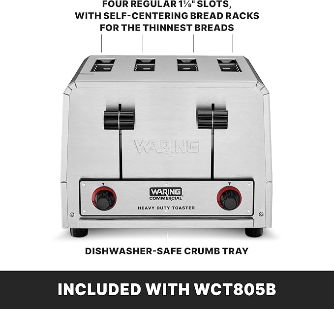 Waring Commercial WCT805B 4-Slice Heavy Duty Commercial Pop-Up Toaster