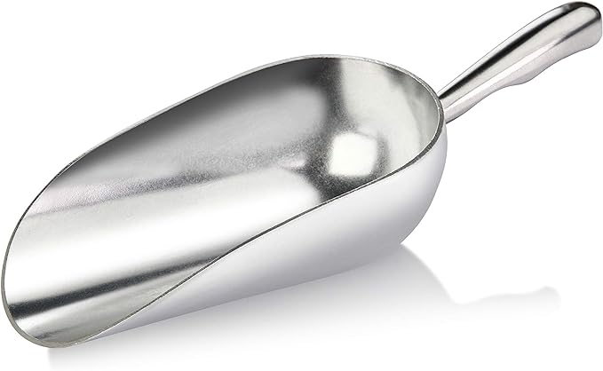 New Star Foodservice 34523 One-Piece Cast Aluminum Round Bottom Bar Ice Flour Utility Scoop, 12-Ounce, Silver (Hand Wash Only)