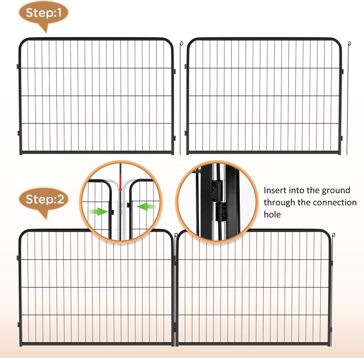 BestPet Dog Playpen Indoor 40 inch 6 Panels Metal Dog Pen Pet Dog Fence Outdoor Exercise Pen with Doors,Pet Puppy Playpen for RV Camping Yard, Black