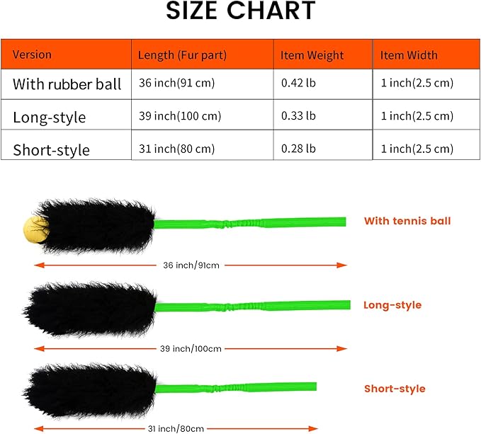 HOWGO Dog Rope Toy,Dog Bungee Chaser Toy 100% Sheepskin,Sheep Smell Tug Toy for All Breeds (Green, Long Without Ball)