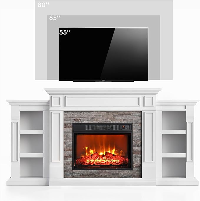 72" Electric Fireplace with Mantel, Fireplace TV Stand