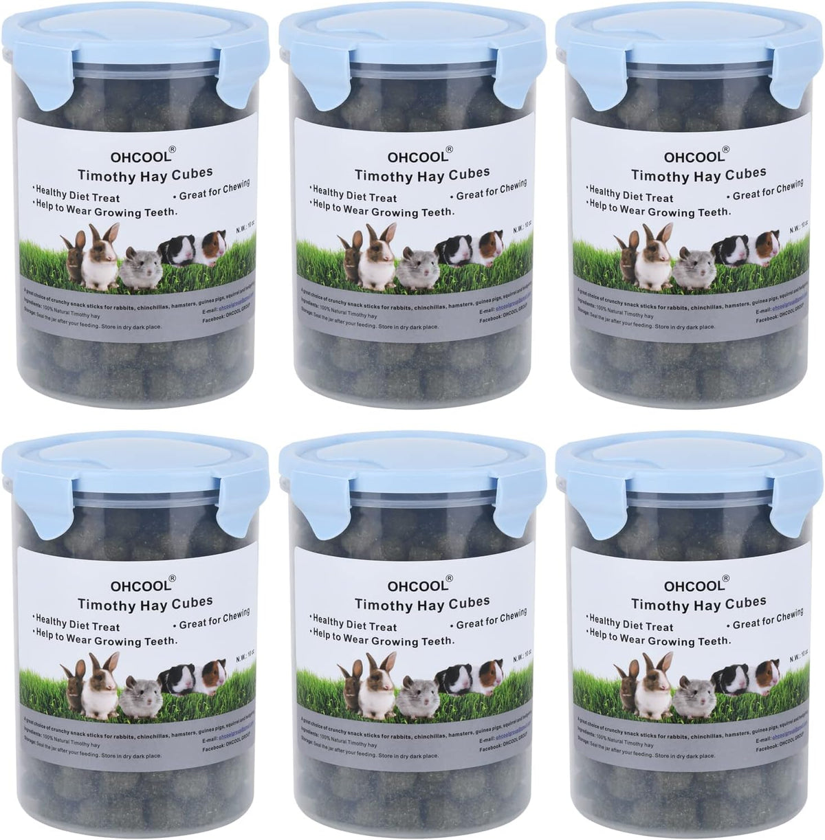 Timothy Hay Cubes 60 oz (6 * 10 oz) with Small Size - Timothy Grass Pellets for Tortoises Rabbits Guinea Pig Chinchilla