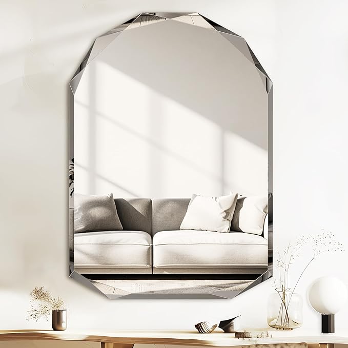 Suidia Bathroom Mirror, Frameless Bathroom Mirror