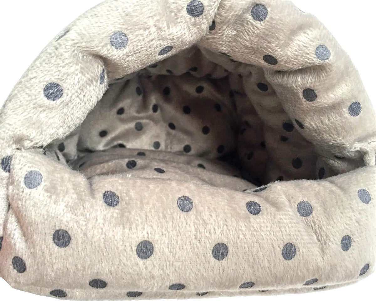 WOWOWMEOW Guinea Pig Cave Bed Small Animals Warm Cage Hanging Bed for Rat, Chinchilla, Hedgehog, Rabbit (L, Dot-Grey)