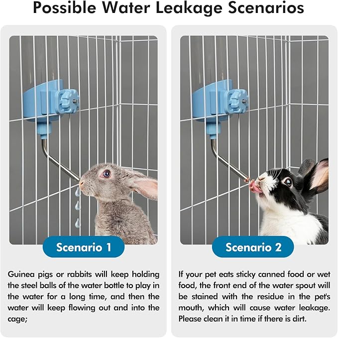 Vannon Top Fill Small Animal Water Dispenser for Cage, 23oz Auto Feeding Crate Water Bottle for Rabbit, Chinchilla, Ferret, Guinea Pig, Squirrel, Hedgehog, Pet Nozzle Diameter: 10mm, BPA Free, Blue