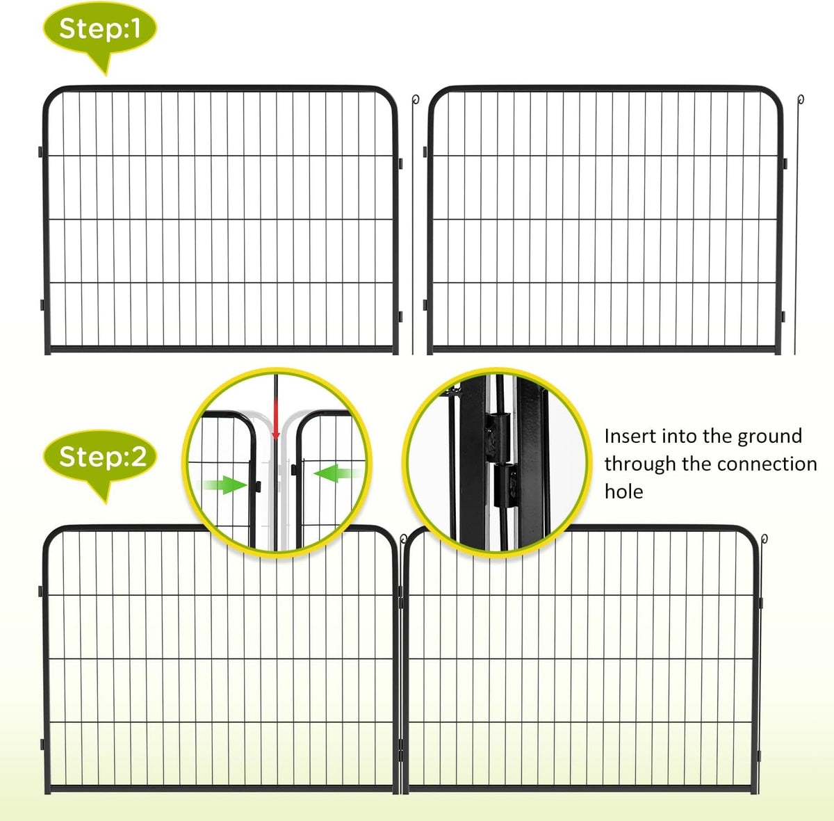 BestPet | Dog Playpen Extender | 24 Inch, 4 Panels | Heavy Duty Metal Pet Exercise Pen | Indoor Outdoor Fence Panels | Rust-Resistant, Removable, Tool-Free Setup | Anti-Skid, Expandable Design
