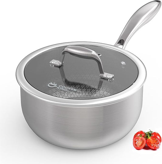 COOKER KING 3 Quart Stainless Steel Saucepan, Nonstick Sauce Pan, Ceramic Suce