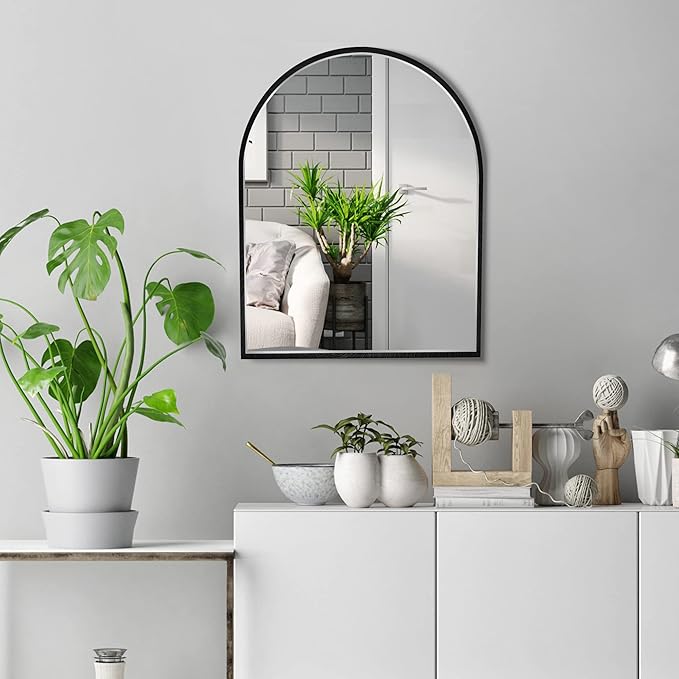 Small Black Arch Mirror Wall-Mounted 10x13 inch Arched Mirror