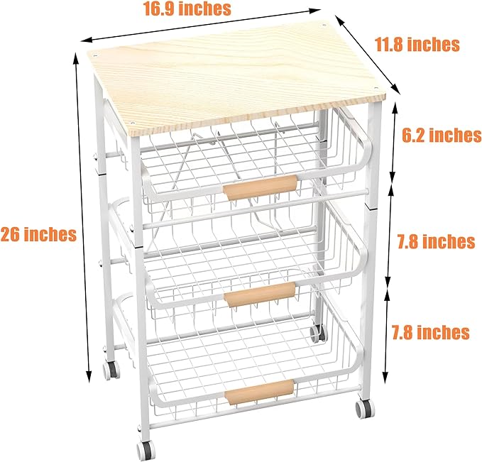 4-Layer Fruit Basket Kitchen Food Storage Organizer and Storage Rack, Stackable