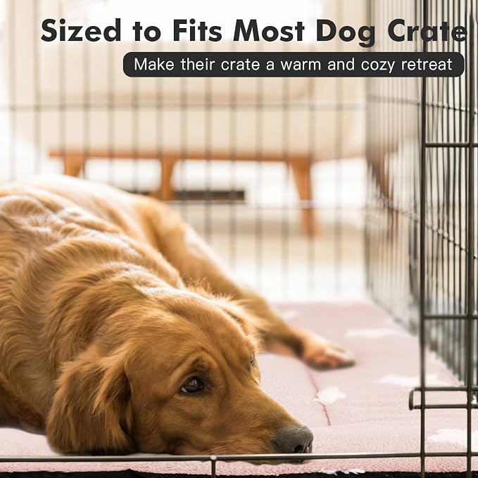Mora Pets Cat Bed for Indoor Cats Washable Dog Crate Pad Cute Star Dog Bed Mat for Small Dogs Pet Kennel Pad for Cage Soft Flat Puppy Kitten Cushion Sleeping Anti-Slip Pink 22 x 13