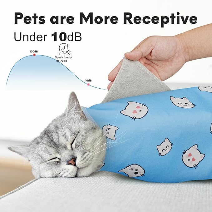 Cat Wrap for Cutting Nails, Self-Adhesive for Grooming, Anti-Scratch Cat Swaddle Wrap for Medicine, Nail Clipping, Teeth Brushing, Ear Cleaning
