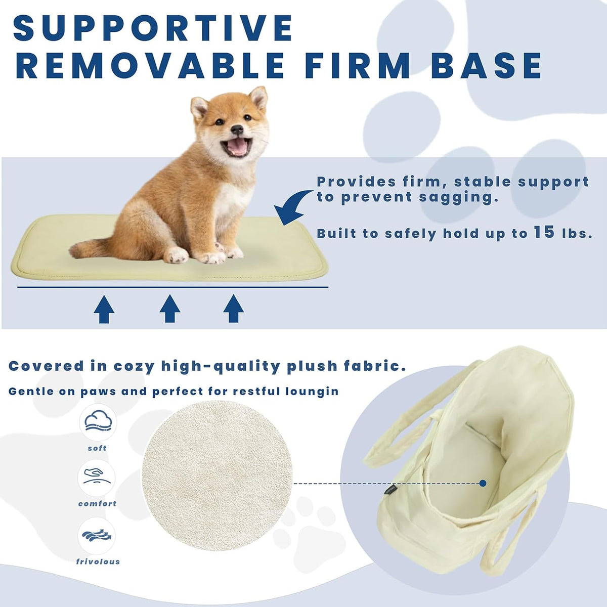 Lightweight Dog Purse Carrier for Small Dogs Under 15 lbs, Puffy Quilted Pet Carrier Tote for Puppies with Safety Leash Clip, Women's Hands-Free Dog Carrier Bag for Travel/Shopping (Beige)