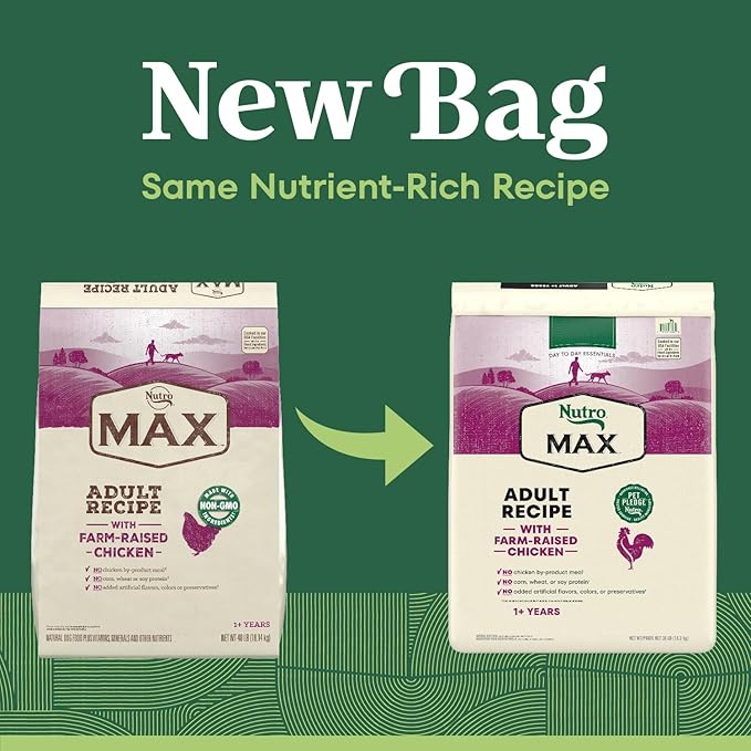Nutro Max Adult Dry Dog Food with Farm-Raised Chicken, 36 lb Bag