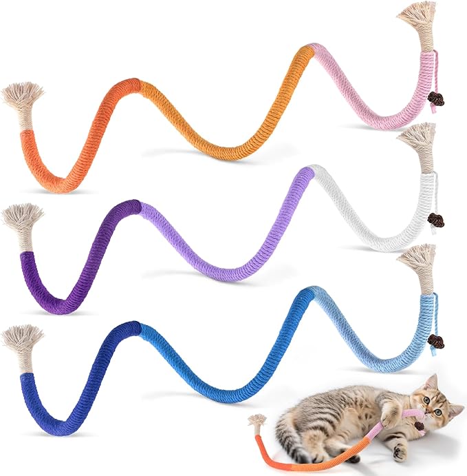 TINDTOP Cat Toys Chew Ropes, 3 Pack Interactive Cat Nip Kicker Toy for Indoor Kittens, Teeth Cleaning Toy for All Breeds, 19.5 Inches (50cm)