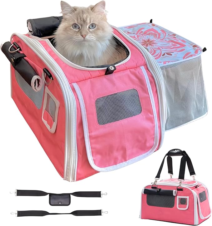 New Premium Soft-Sided 2-in-1 Kittyrama Cat Carrier & Home Hideaway – Vet-Recommended Calming Den, Dual-Use Lounge & Travel Carrier with SBS Zippers, Airline-Approved Under-Seat Fit