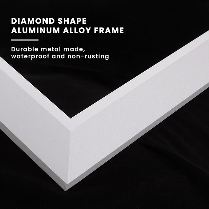 Amorho Bathroom Mirror, 40x30 Inch White Thick Metal Framed Wall Mirrors