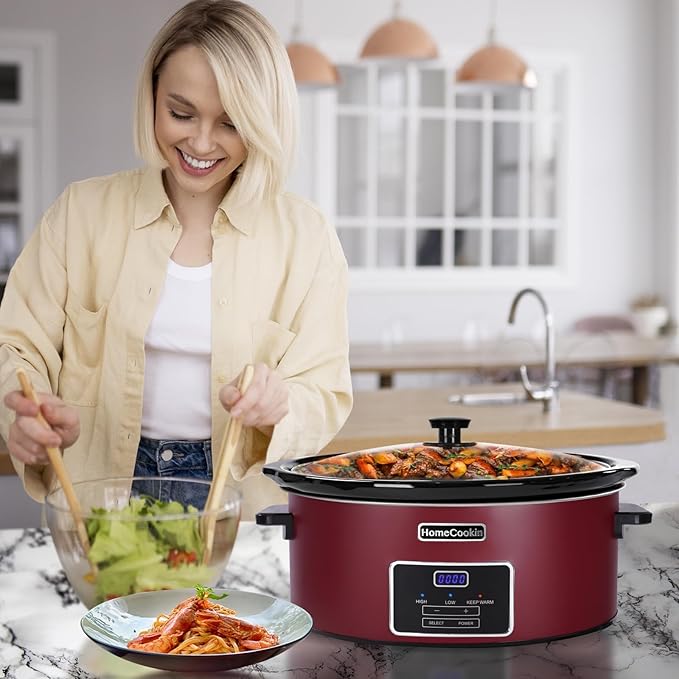 HOMECOOKIN 6 Quart Programmable Slow Cooker, Kitchen Appliances, Perfect