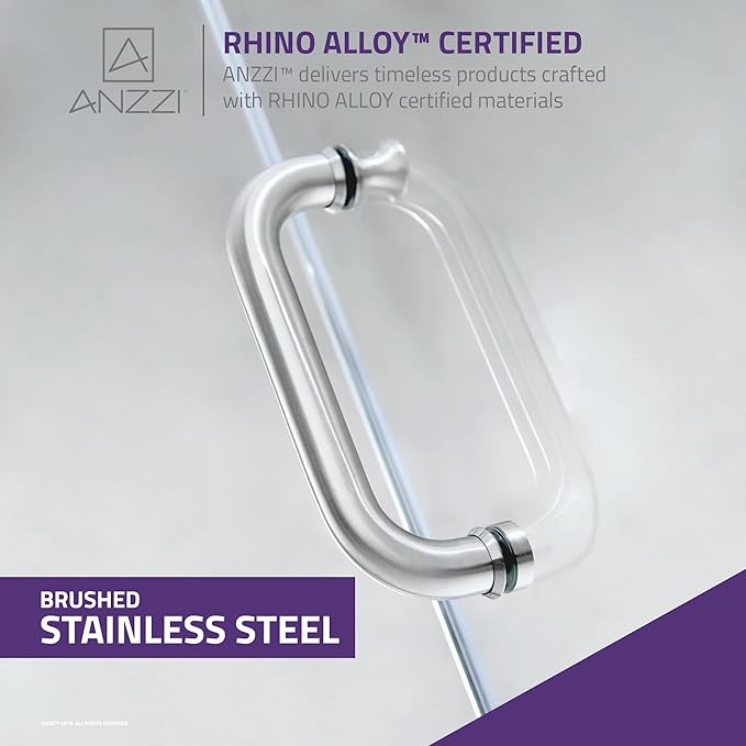 ANZZI 70" x 24" Frameless Shower Door in Brushed Nickel, Water Repellent Glass