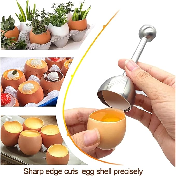 Stainless Steel Egg Topper, Eggshell Cutter Cracker Opener Remover, Multipurpose Egg Cup Kitchen Gadget(Silver)