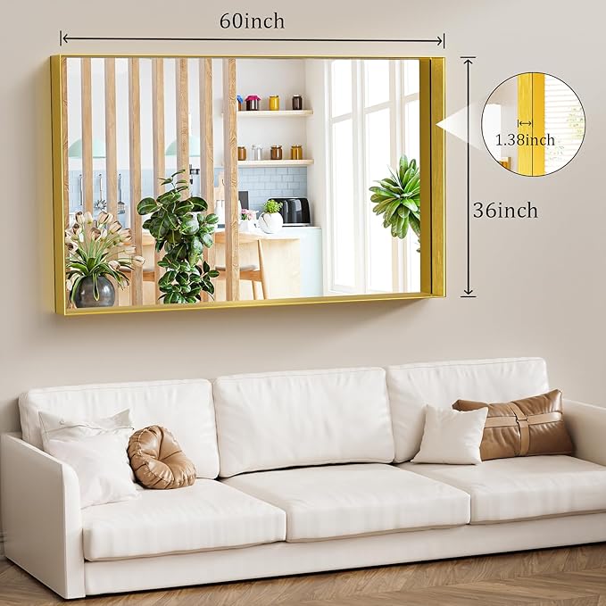 Koonmi 36x60 Inch Metal Framed Bathroom Mirror