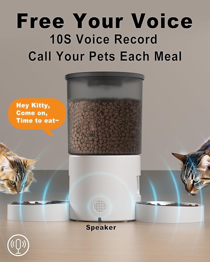 Automatic Cat Feeder for 2 Cats, 4.2L Dual Food Dispenser, Portion Control