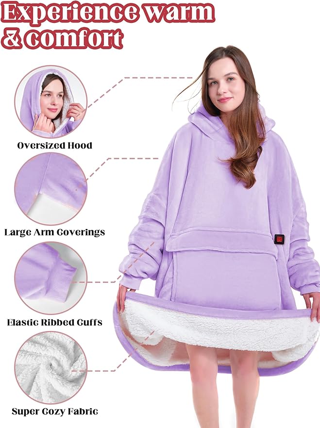 MAXEVE Heated Wearable Blanket Hoodie