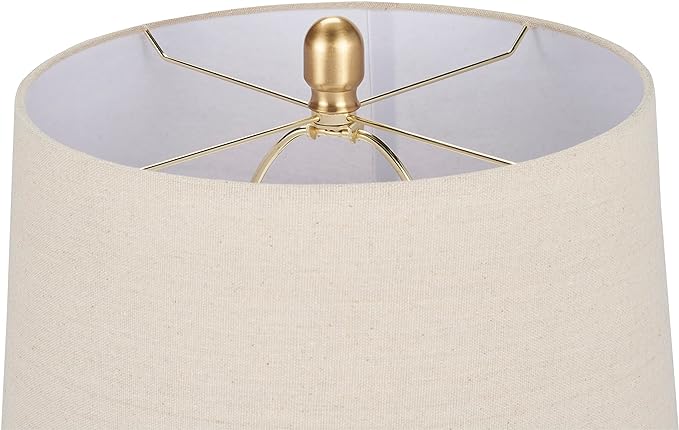 Nourison Home 23" Greyish Brown Earth Tone Rustic Farmhouse Ceramic Table Lamp for Bedroom, Living Room, Dining, Office, with Beige Linen Shade