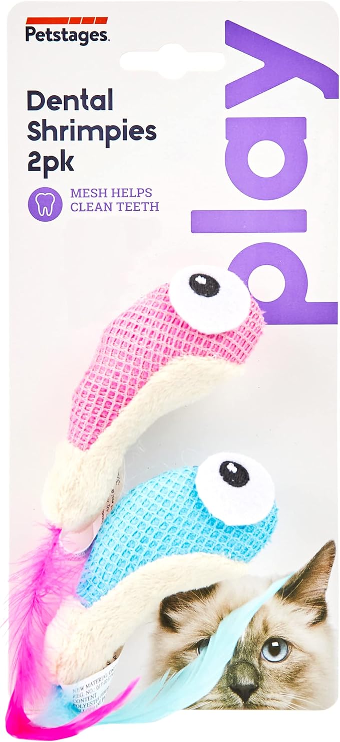 Catstages Petstages Dental Shrimpies Catnip Cat Chew Toy - 2 Pack